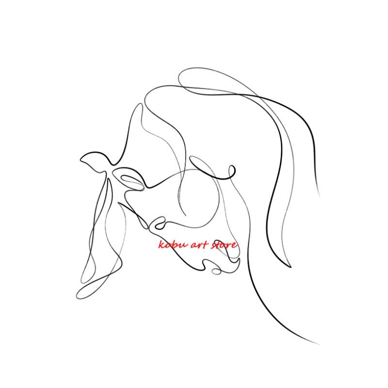 Horse Single Line Art Modern Minimalist Posters Prints Canvas Painting Animal Horse Wall Art Picture for Living Room Home Decor