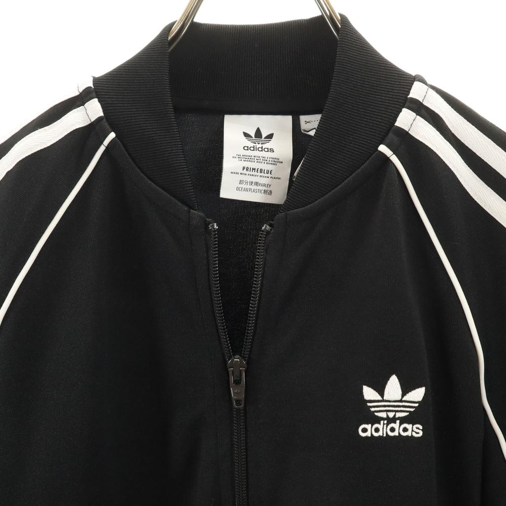 adidas Trefoil logo jersey jacket M Black series 3 Lines Women Used