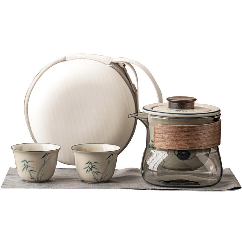 Hand-painted Panda Bamboo Travel Tea Set