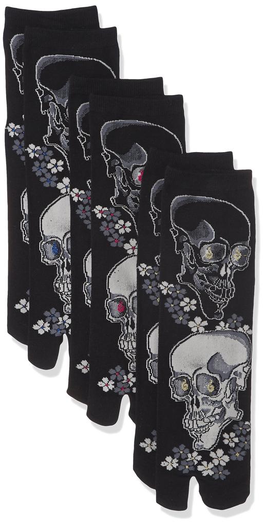 Iyashi Japanska Tabi Strumpor med Månskådande Skalle Set om 3 (Helande) Mönster för män,