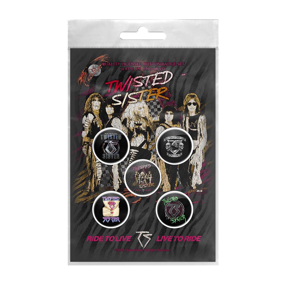 Twisted Sister Ride To Live Badge Set (Pack of 5)