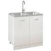 VidaXL Évier de cuisine à double lavabo argenté 800x500x155 mm inox 147234