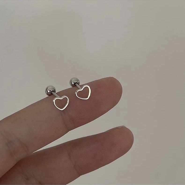 

S925 Silver Heart Bead Earrings: Japanese & Korean Style, Sweet & Simple Design for Women S925 Silver платиновый