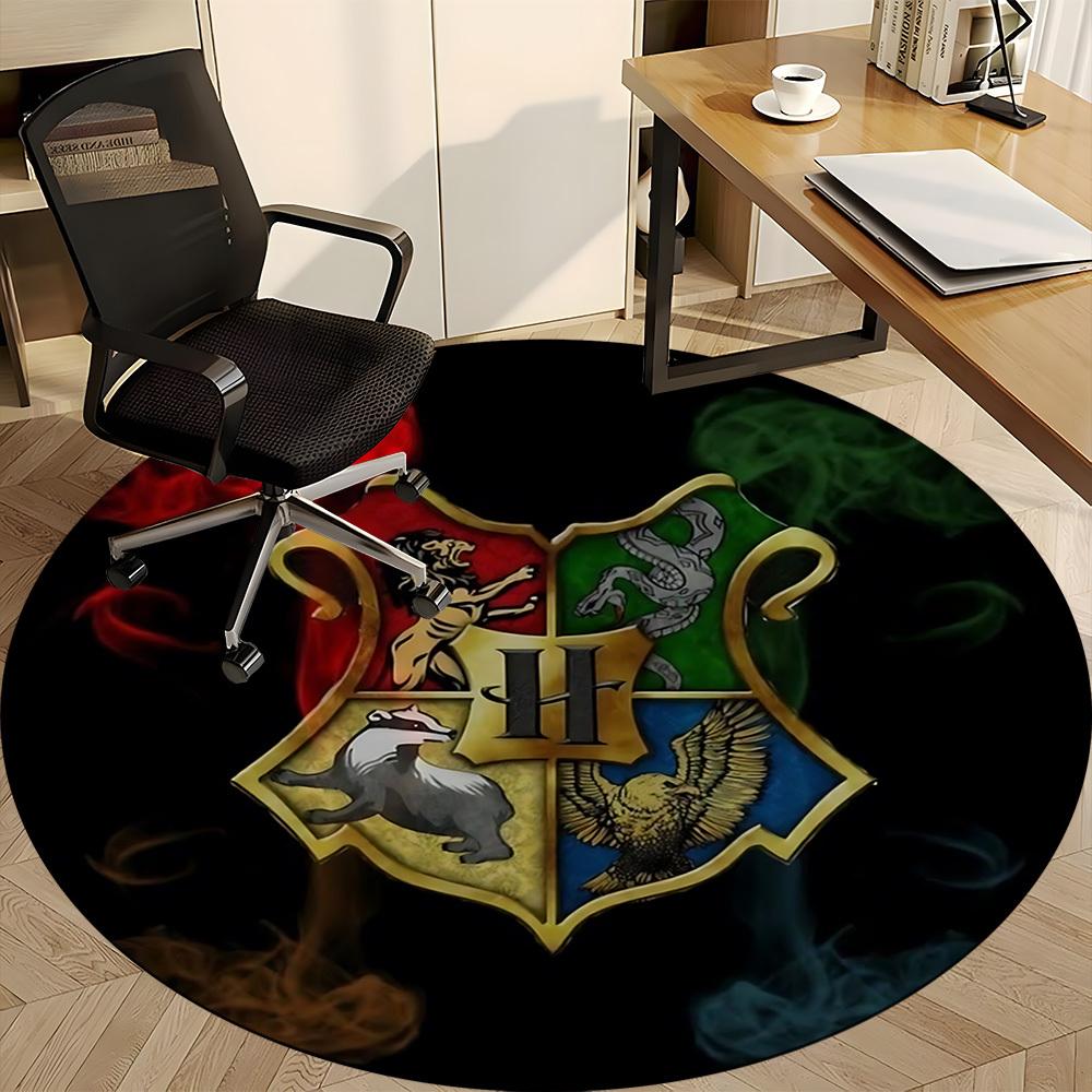 1pc Hogwarts Crest Carpet, Round Non-Slip Durable Large Size Office Carpet, Suitable for Office, Beautiful Decoration