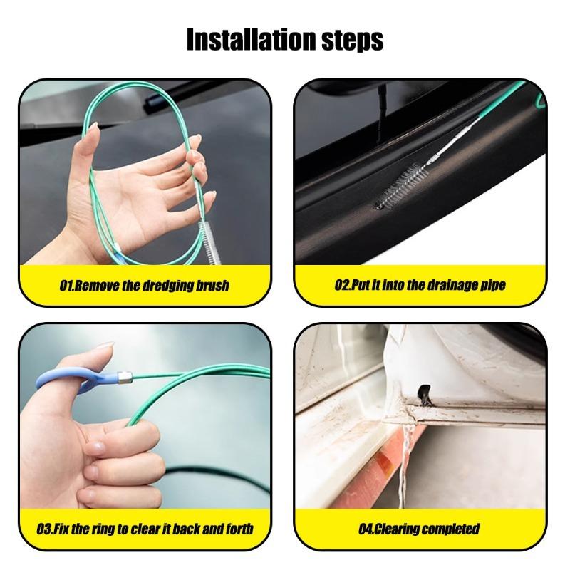 3meters Car Sewer Unclogger Cleaning Brush Car Sunroof Long Hose Drain Hole Drain Unclogger Car Pipe Cleaner Auto Accessories