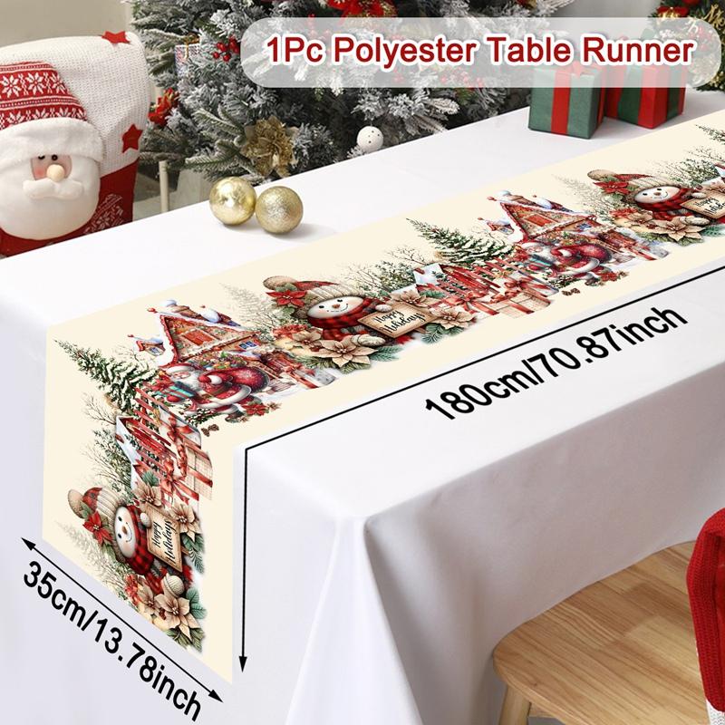 Vintage Christmas Table Runner Farmhouse Table Flag Merry Christmas Decoration for Home 2025 Winter Holidays Dinning Table Decor