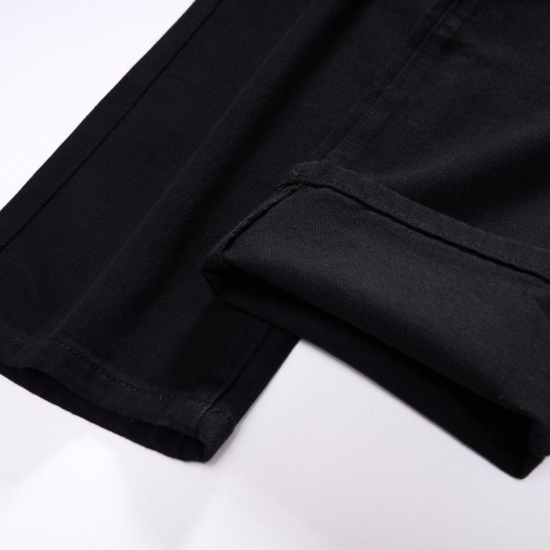 Basic Black Denim Jeans Men Women Loose Straight Fit Couple Casual Pants