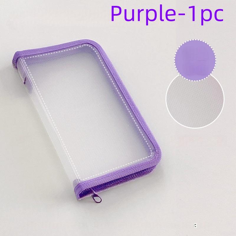 

1pc Portable A6 Durable PP Material Zipper File Bag, Transparent File Storage Box, Suitable for Daily Use in Offices and Schools фиолетовый