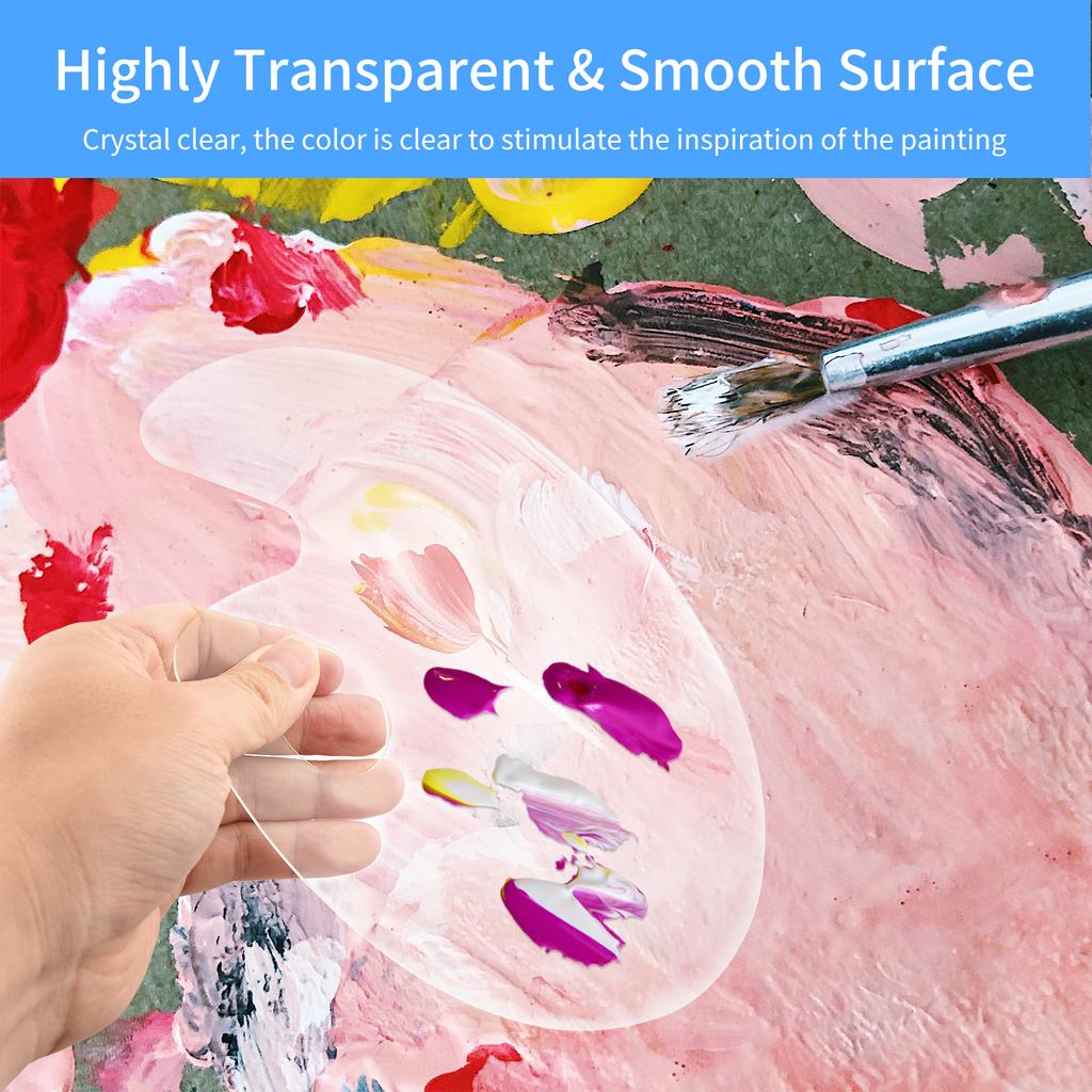 2PCS Acrylic Paint Palette Rectangle Shape Transparent Non-Stick Oil Paint Mixing Tray Comfortable