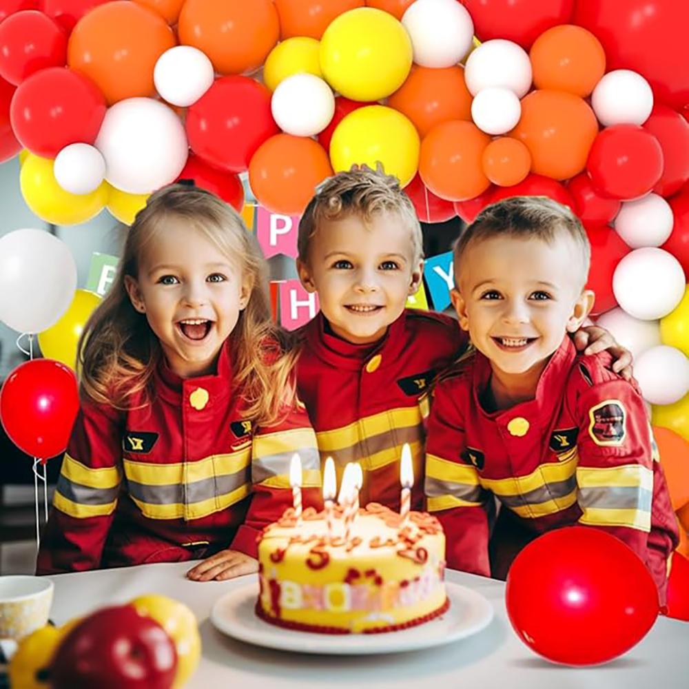 Orange Ballonggirlande Roter Gelber Ballonbogen-Kit Feuerwehr-Thema Geburtstagsparty Feuerwehr Feuerwehrauto Hochzeitsdekoration
