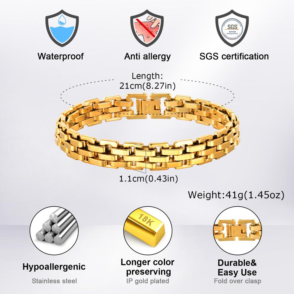 Chunky Strap Chain Bracelet for Women High-Quality Stainless Steel Waterproof Chain Bracelets Punk Wrist Jewelry Gift