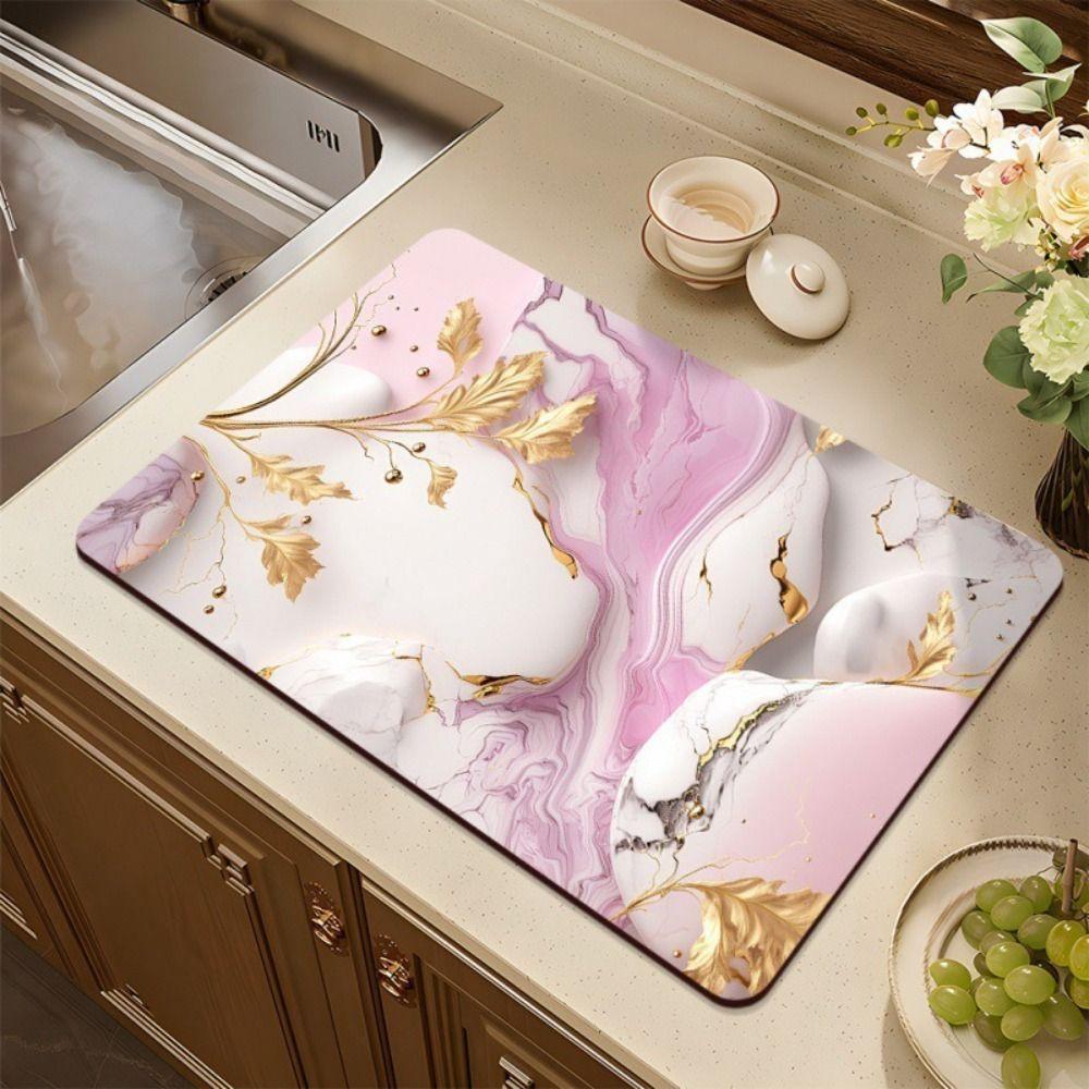 Quickly Dry Super Absorbent Marble pad Kitchen Coffee Bar Dish Drying Mat Multipurpose Drain Pad Hide Stain Placemat