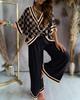 Women's Printed Bat Sleeve Top and Wide-Leg Pants Set