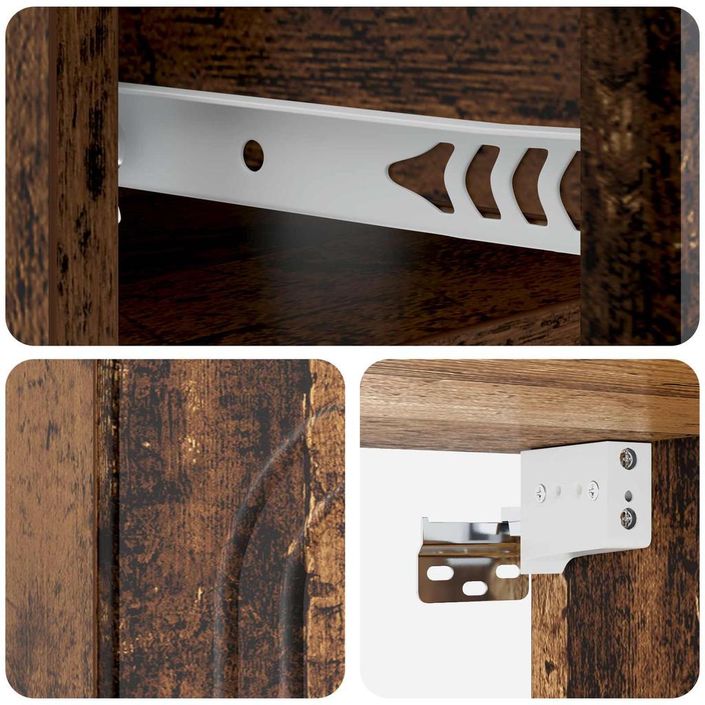 Wall Mounted Nightstand Reclaimed Wood Look 49 x 34.5 x 20 cm