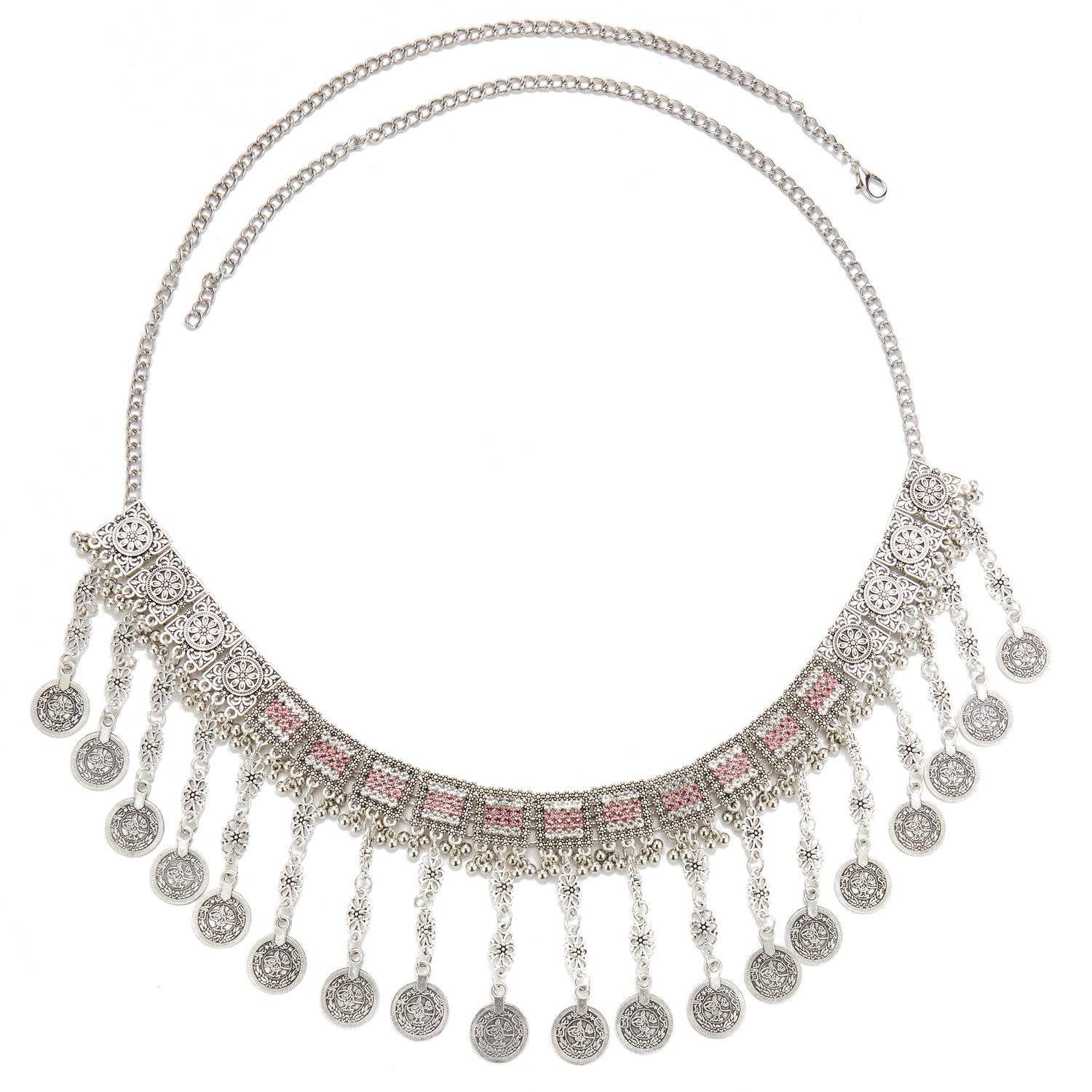 Bohemian Rhinestone Coin Tassel Women s Waist Chain