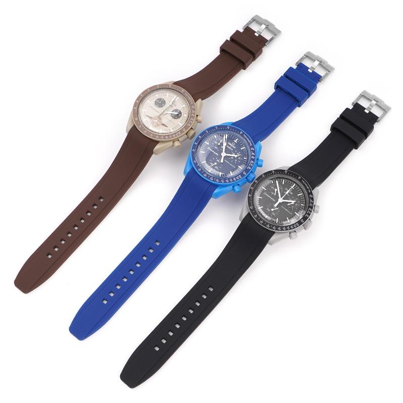 For Omega Swatch Co Branded Watch Band Silicone Planet System Curved Silicone For Rolex Water Ghost Watch Band 18mm 19mm 20mm 21mm 22mm