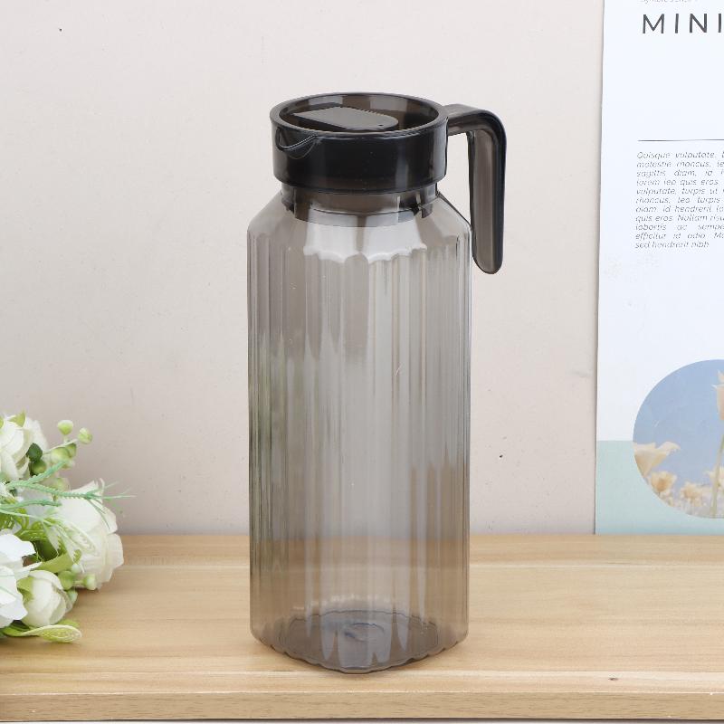 1.1L Large Capacity Ribbed Pitcher With Lid And Handle Transparent Water Jug Drink Storage Pot For Home And Office Use