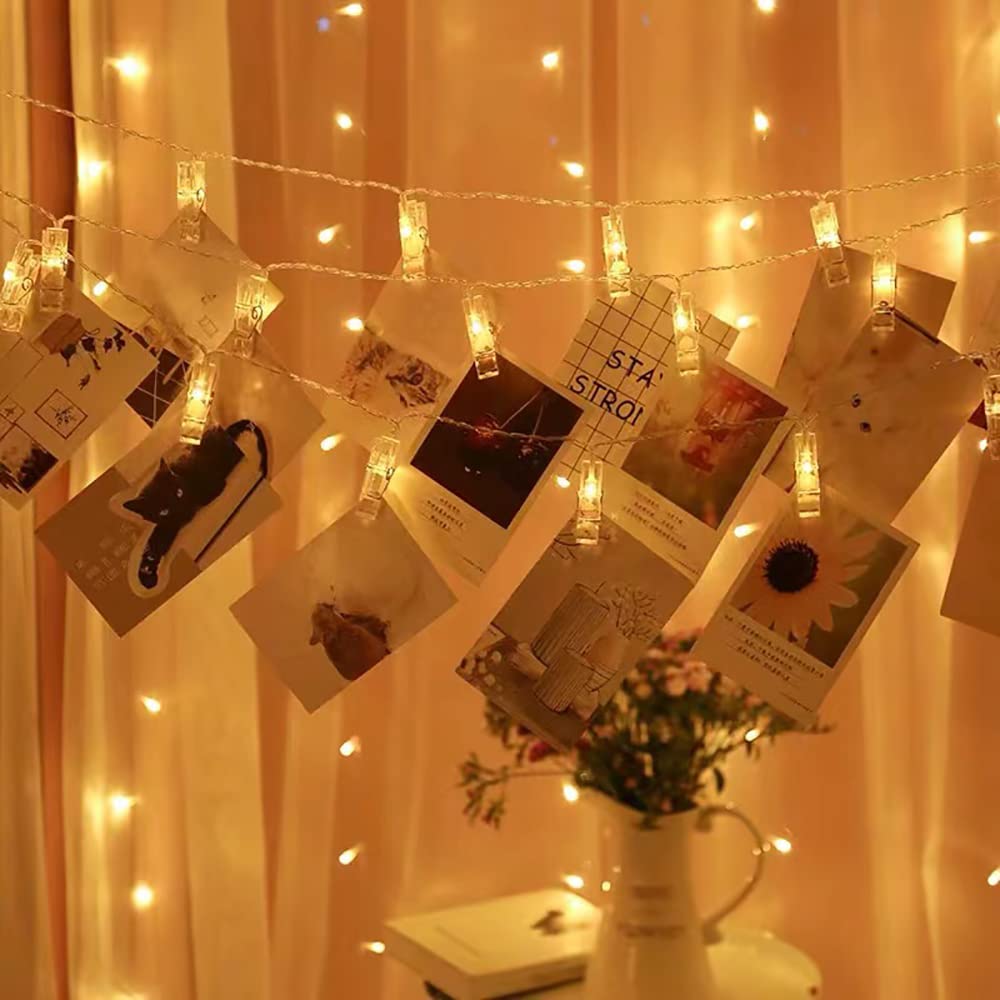 BQuel Photo Decoration Lights 3M 30 LED String Lights, 30pcs, Photo Clips, DIY Wall Decoration, Garden Lights, Jewelry Lights, Wire Lights, Indoor &