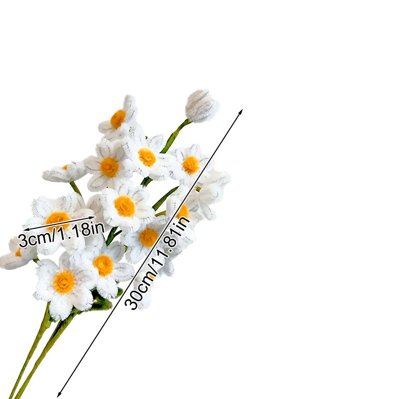 5Pcs Pipe Cleaner Handmade Daisy Flower Home Decor Finished Artificial Chenille Stems Daisy Bouquet
