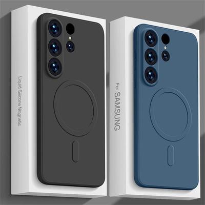 S24 S23 S22 Ultra Plus Hoes Magnetische Magsafe Draadloos Opladen Siliconen Hoes Voor Samsung Galaxy S24 S23 S22 Plus S24Ultra Hoesjes