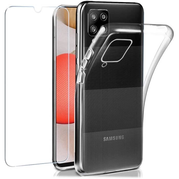 Case for Samsung Galaxy A42 Transparent Case Silicone Gel TPU + Tempered Glass Screen Protector, [Liquid Crystal] Cover Ult508406