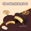 Chocolate Pie Keychain Simulation Dessert Charm Pendant Keyring Jewelry For Girl Women Gift Bag Decoration