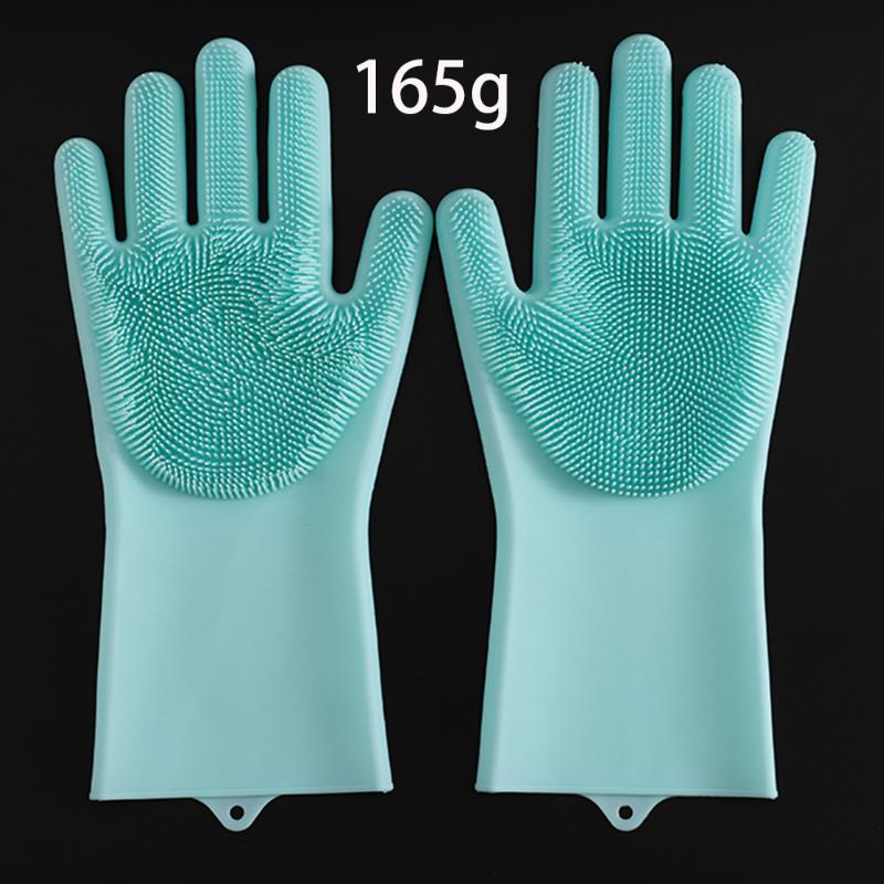 1Pair Dishwashing Cleaning Gloves Magic Silicone Rubber Dish Washing Glove for Household Scrubber Kitchen Clean Tool Scrub