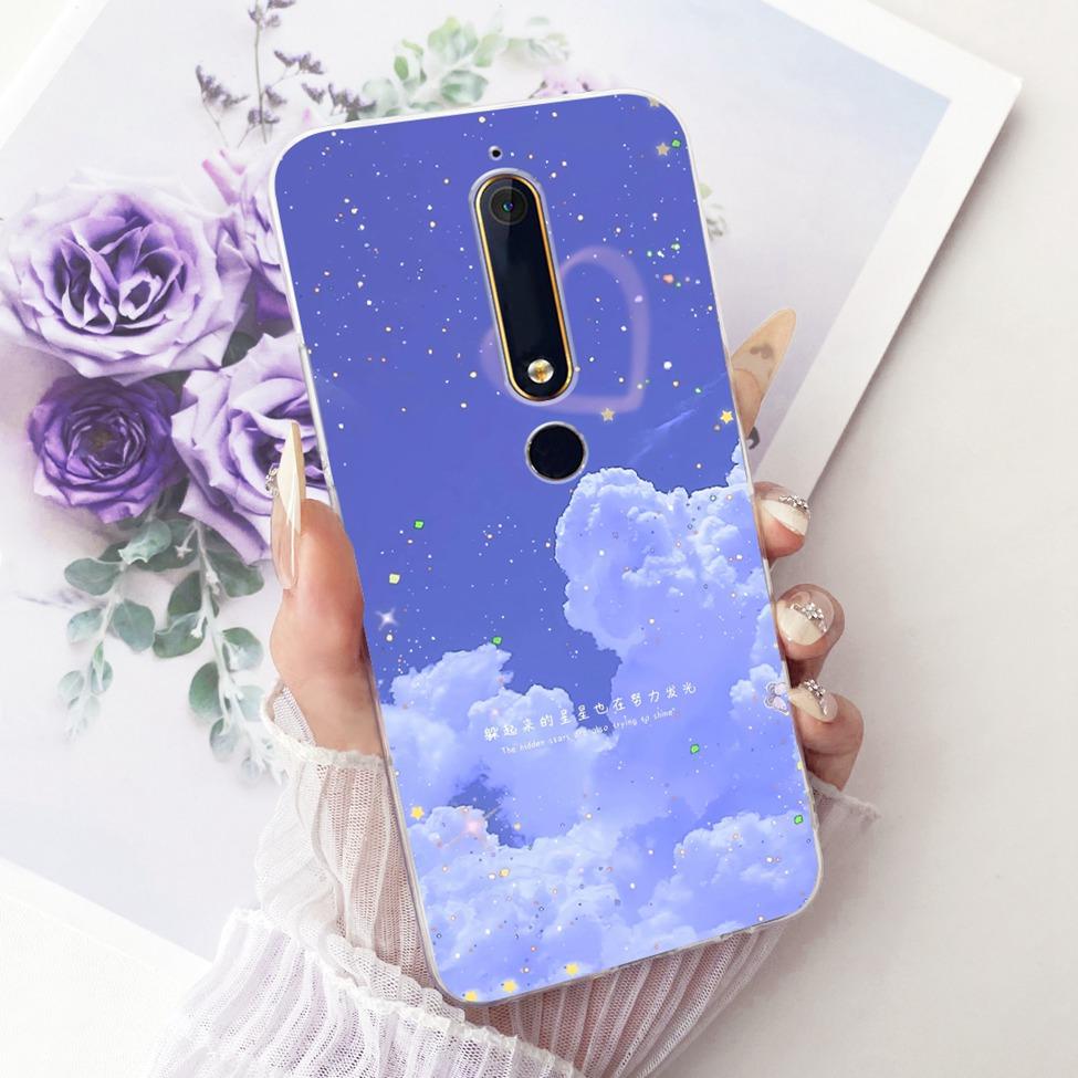 For Nokia 6 2018 Clear Case Cover Aesthetic Luxury Cute Cat Fashion Butterfly Funny Painted Phone Casing