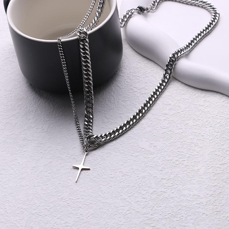 Krzyż Gwiazda Łańcuch Kubański Naszyjnik dla Mężczyzn i Kobiet Ins Hip Hop Zimny Styl Biżuteria Łańcuszek na Obojczyk