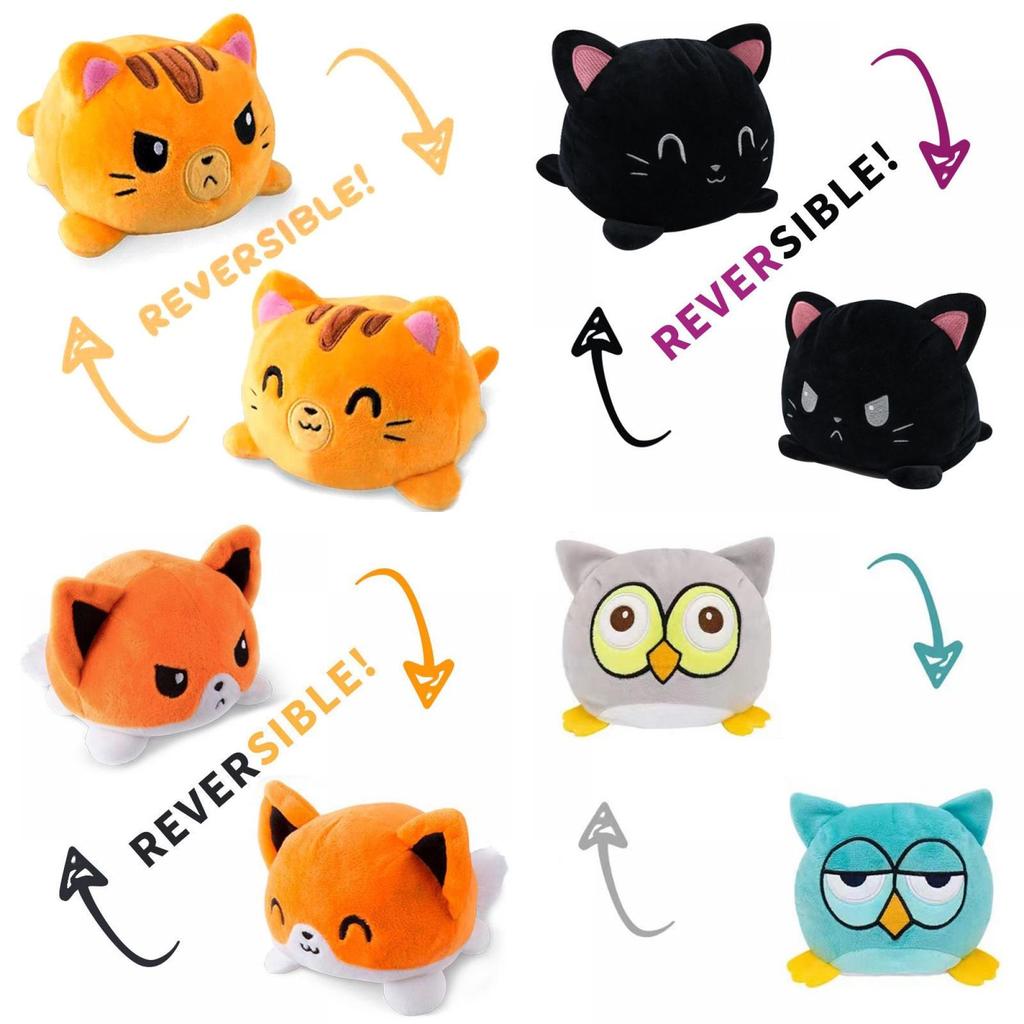 Reversible Flip Cat Plush Stuffed Toy Soft And Cute Animal Doll For Children Gifts