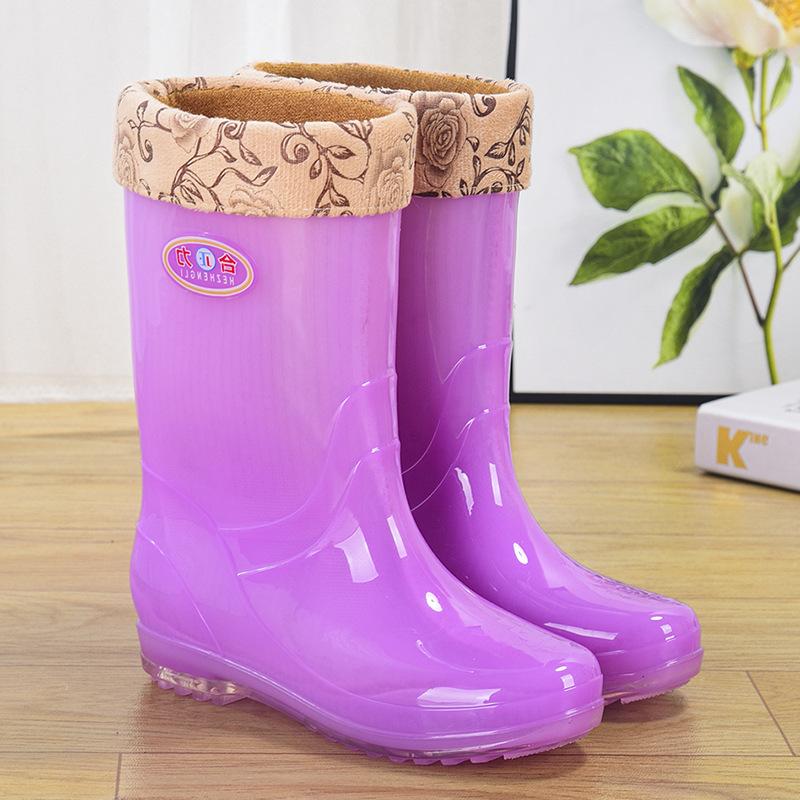 Non-slip short rubber shoes rain shoes women's summer rubber boots jelly waterproof shoes transparent medium tube plastic laundry overshoes