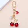 Cherry Heart Keychain with Faux Pearls – European & American Style, Light Luxury Sweet Bag Pendant