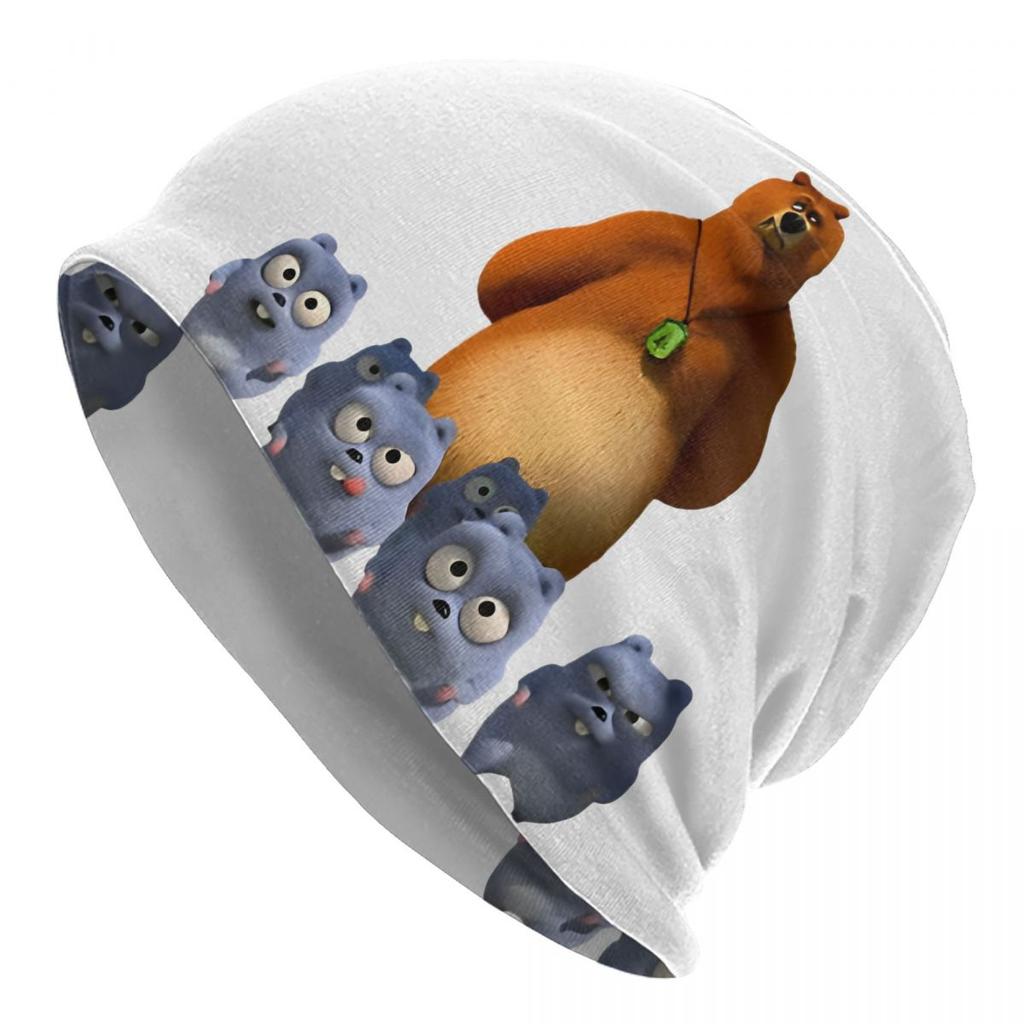 Grizzy Beer Cartoon Bonnet Hats Autumn Winter Outdoor Skullies Beanies Hat for Unisex Women Spring Head Wrap Cap