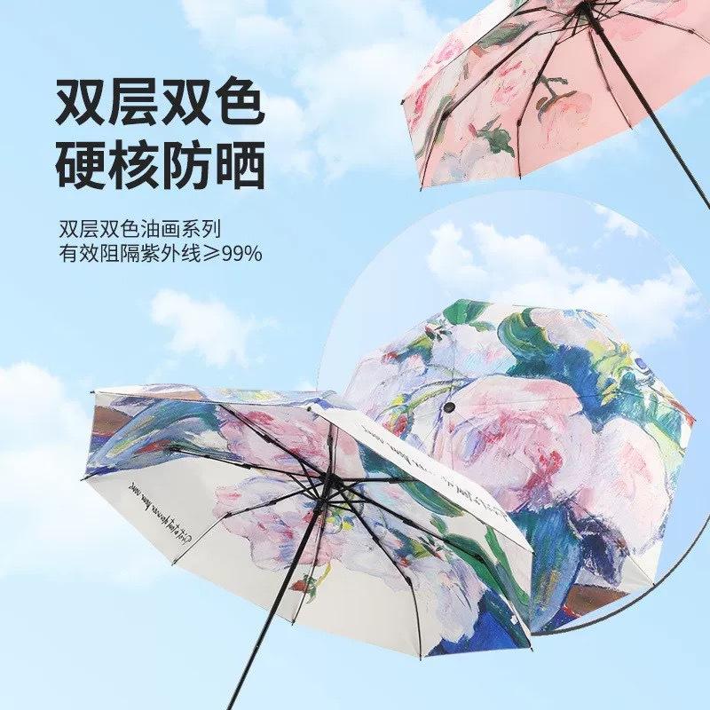 Vinyl double-layer sun umbrella sun protection UV protection female manual folding weather and rain parasol