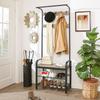 VASAGLE Coat Rack, Coat Stand with Shoe Storage Bench, 4-in-1 Design, with 9 Removable Hooks, a Clothes Rail, for Hallway, Entrance