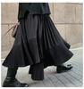Autumn/Winter 2025 Women's High-Waisted Black Fishtail Pleated Mid-Length Skirt with Irregular Hem