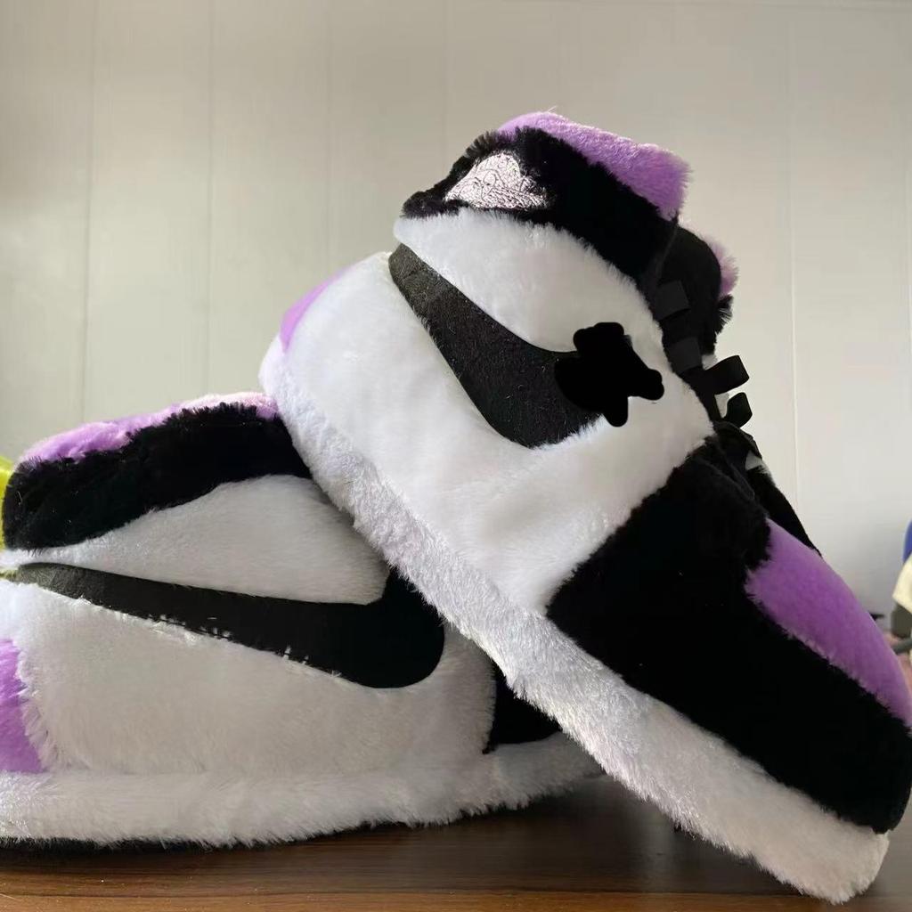 Unisex Plüschfell Winter Hausschuhe mit lustigem Kokosnuss-Design