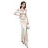 2025 Sexy Low-Cut Bodycon Evening Gown - Slimming Long Dress for Nightclubs