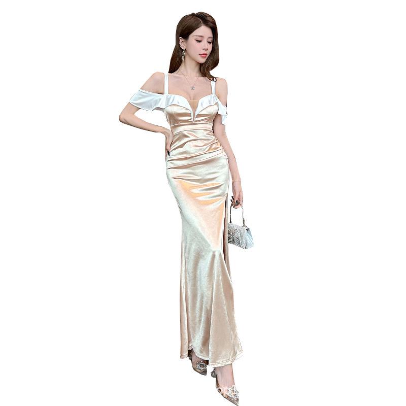 2025 Sexy Low-Cut Bodycon Evening Gown - Slimming Long Dress for Nightclubs
