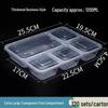 JingJingRS Disposable 5-Compartment Plastic Takeaway Meal Box