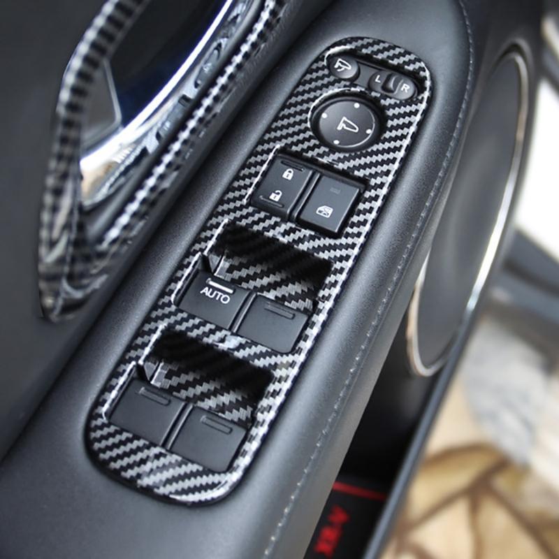 Pentru Honda HRV HR-V VEZEL 2014- Mânerul ușii din fibră de carbon pentru comutator de ridicare a ferestrei capac panou Decorator Accesorii