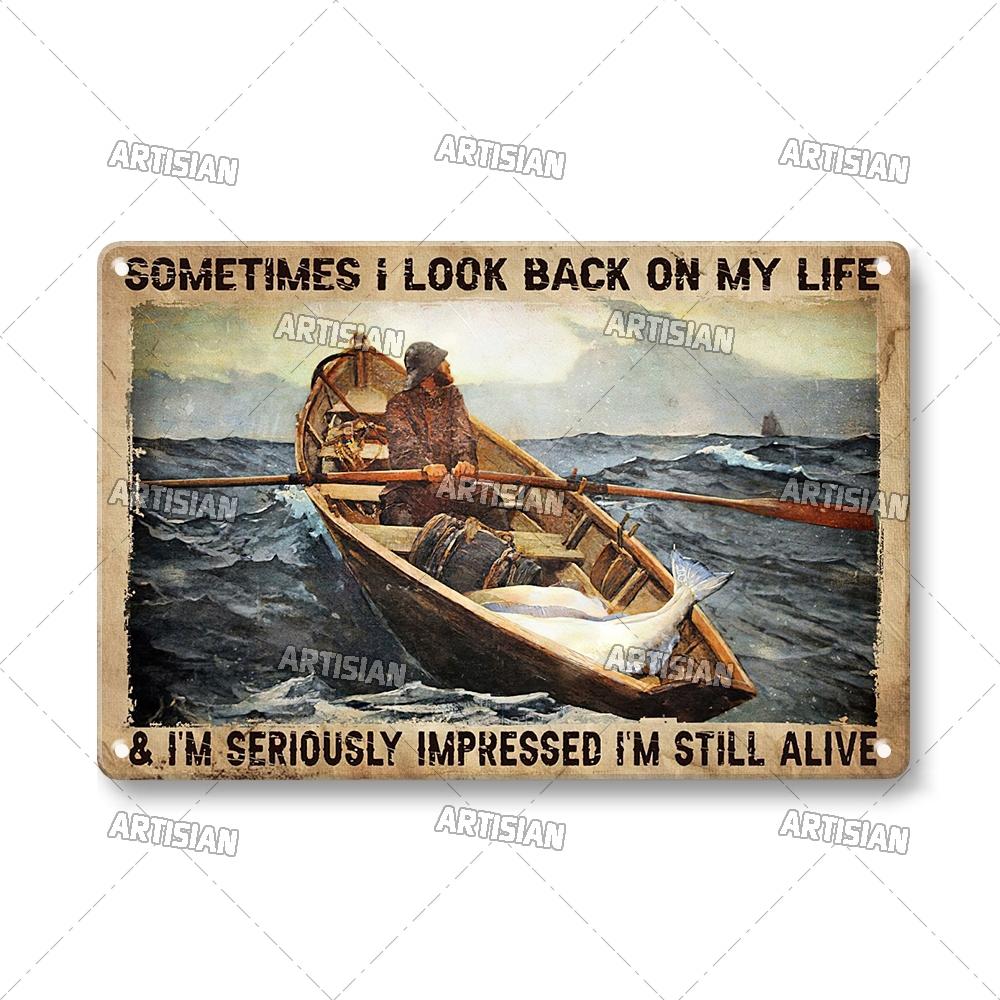 Artisian Fishing Metal Sign Sport Tin Plaque Lure Bait Decorative Poster Wall Decor Garage Bar Pub Club Hotel Cafe Kitchen Home