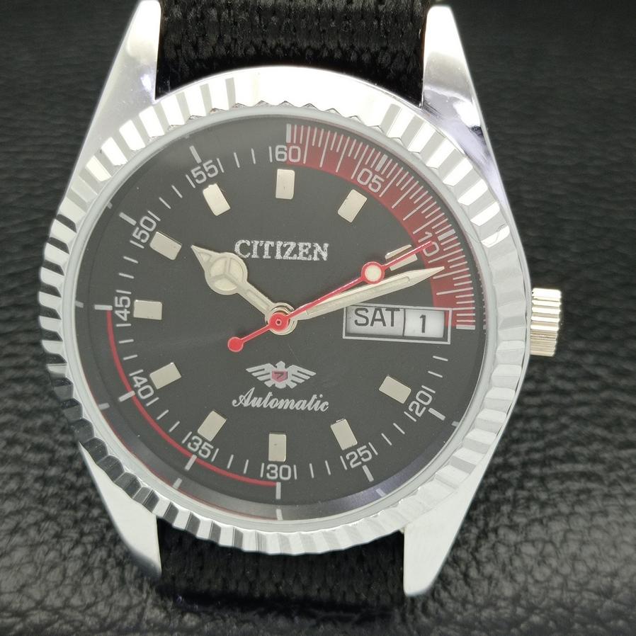MENS REFURBISHED CITIZEN 8200 JAPAN AUTOMATIC BLACK DIAL WATCH A426215-2 RL620c-a426215