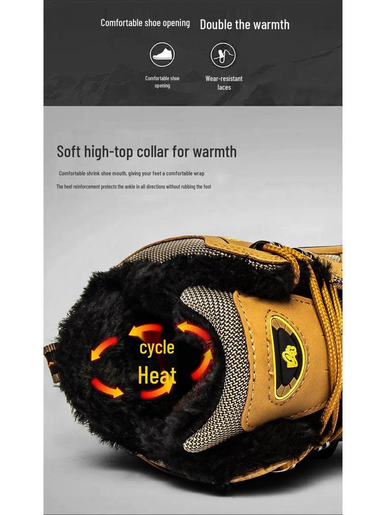 Unisex Winter High-Top Baumwollschuhe mit Samtfutter - Kältefest, warme Stiefeletten für Outdoor-Sport und Wandern.