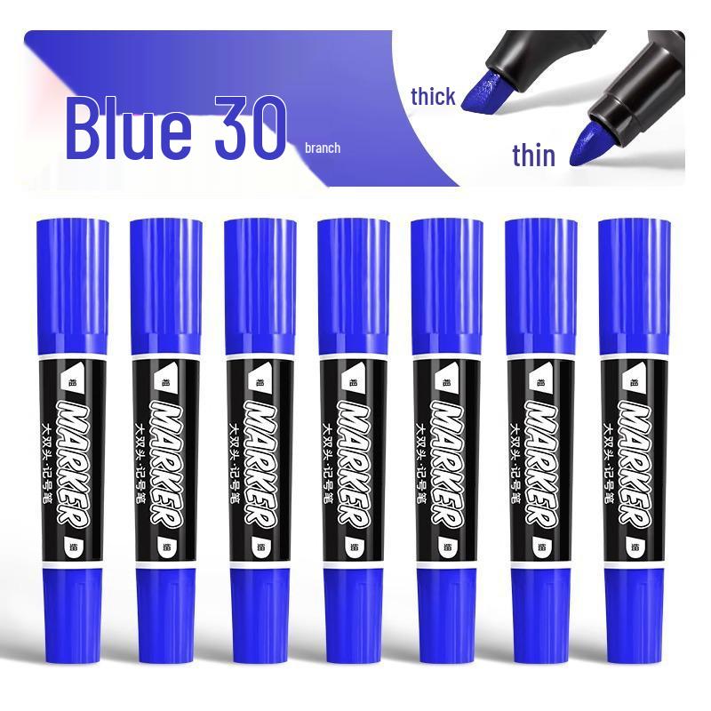 Large Double-Headed Oily Waterproof Marker - Black & Red Broad Tip, Non-Fading, Oil-Proof for Industrial Use