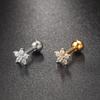 Set de 4 Pendientes Aro Huggie Circulares de Acero Inoxidable para Mujer Color Dorado Único Pendiente de Flor con Circonita Joyería para Piercing