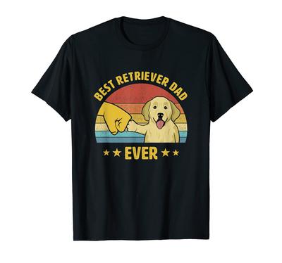 Melhor Pai de Golden Retriever de Todos os Tempos Design Vintage Amante de Filhotes Camiseta Masculina