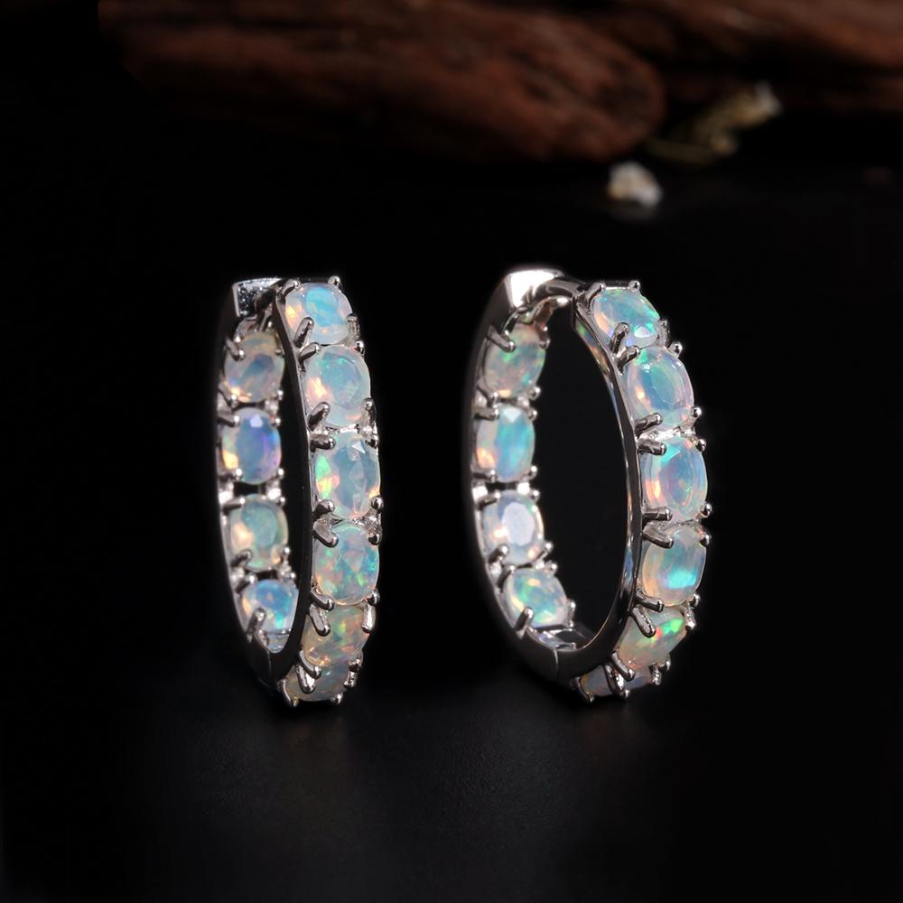 Fermoir opale naturelle colorée petite boucle d'oreille taille ovale 3*4mm véritables pierres précieuses d'Éthiopie joaillerie fine argent sterling 925
