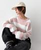 THE GREEN LAB Hairy Block Stripe Crop Knit [Pink]