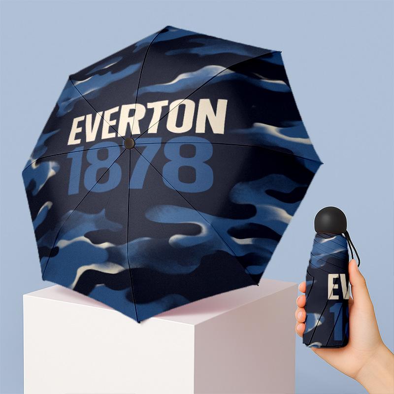 Everton Football Pattern Printed Mini 5 Folds 8 Ribs Compact Umbrella Windproof Waterproof Lightweight Portable Folding